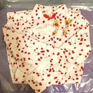 CHINESE DRESS white flower modern